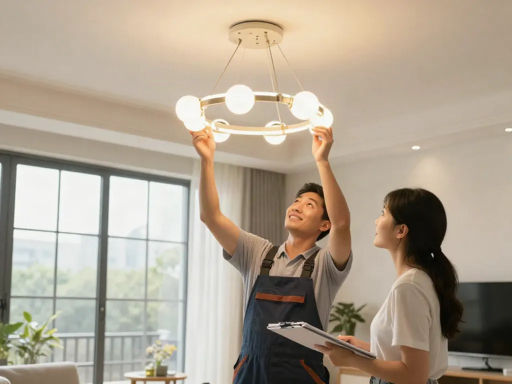 Instalare lustre LED de către un profesionist de încredere, servicii locale pentru iluminat modern.