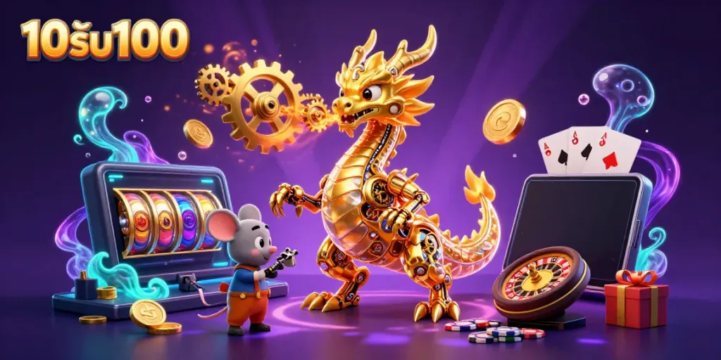 โบนัสพิเศษ 10รับ100 พร้อมกับมังกรทองอันโดดเด่นและฉากคาสิโนที่เต็มไปด้วยความสนุกสนาน