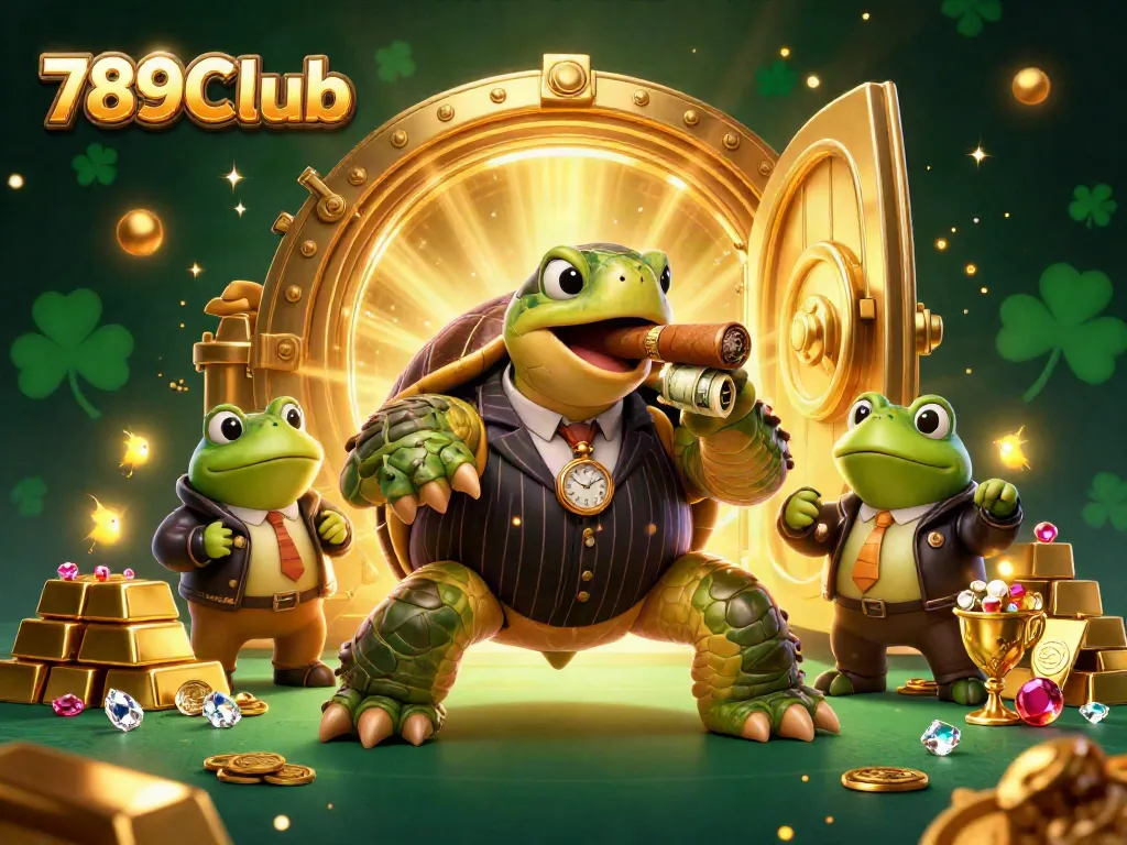 Experience the thrill of 789Club in this vibrant 3D illustration filled with treasure and excitement.