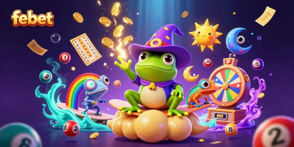 Experience the thrill of fe bet with a vibrant casino scene filled with energetic characters and dynamic gaming elements.