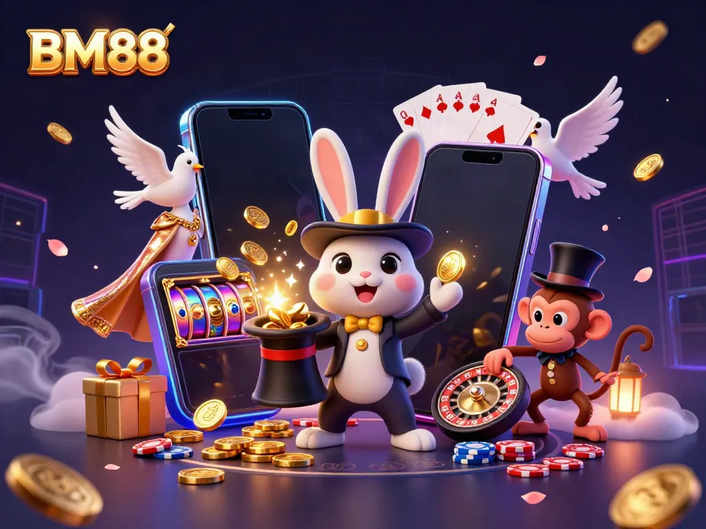 Engage with BM88 as a magician rabbit and friends enchant with casino fun