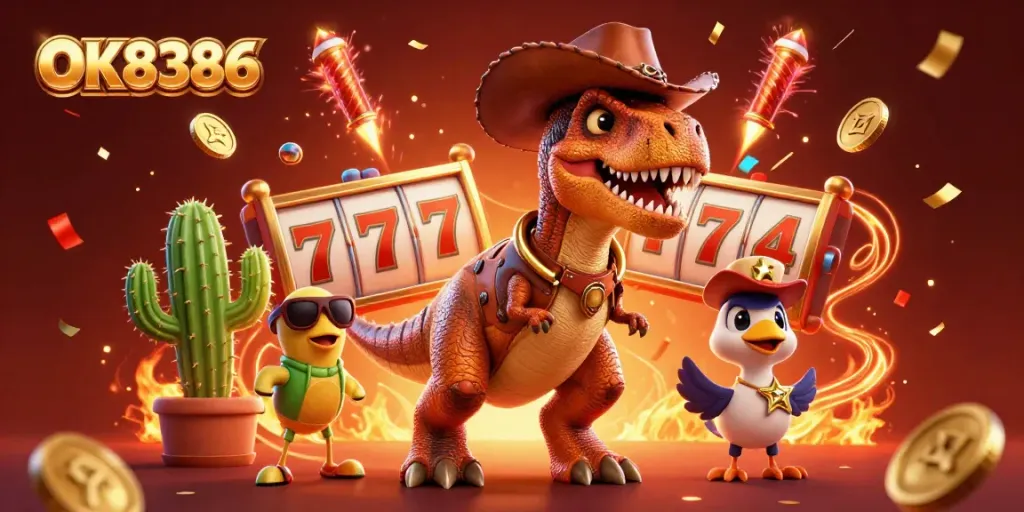 Experience exciting gameplay at OK8386 with vibrant characters and dynamic casino elements in this captivating scene.