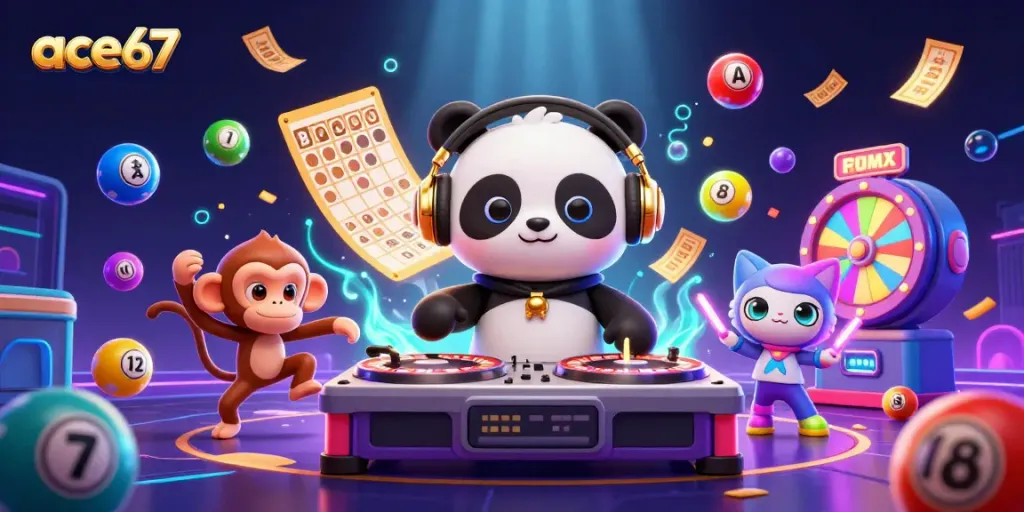 Join the ace67 casino party with a DJ panda, breakdancing monkey, and rave kitten!