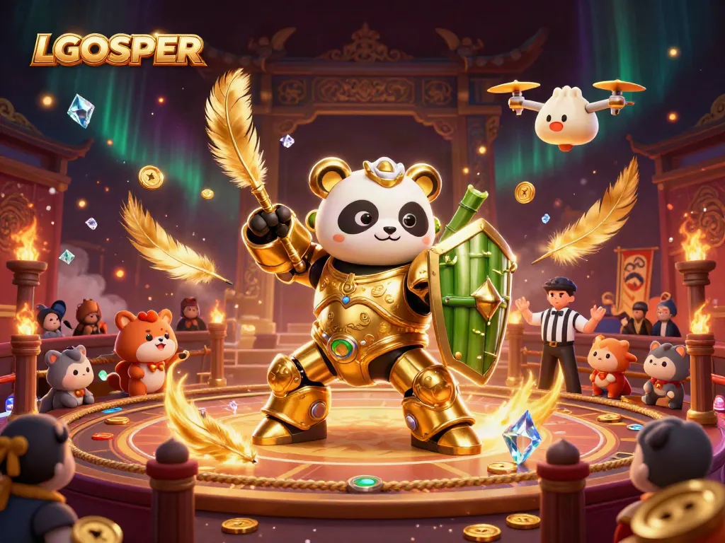 Experience the excitement of LGOSUPER with dynamic gaming elements in a vibrant 3D illustration.