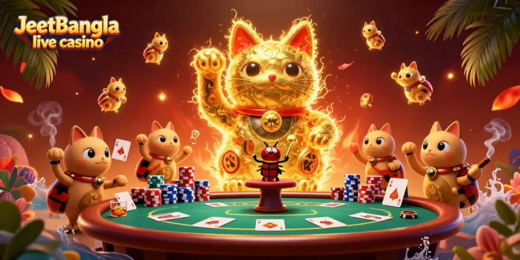 Experience thrilling live action at JeetBangla live casino with vibrant gaming elements.