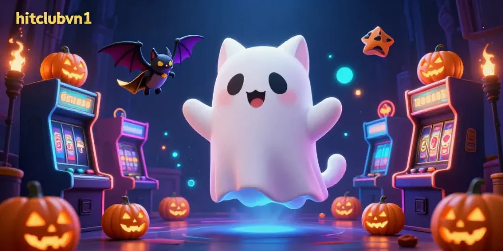 Experience thrilling gameplay with hitclubvn1's ghostly casino in vibrant colors and playful elements.