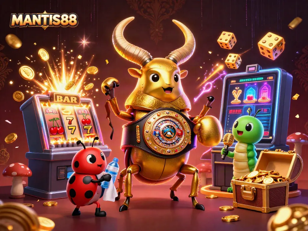 MANTIS88 captures the excitement of vibrant online casino games with engaging characters and dynamic visuals.