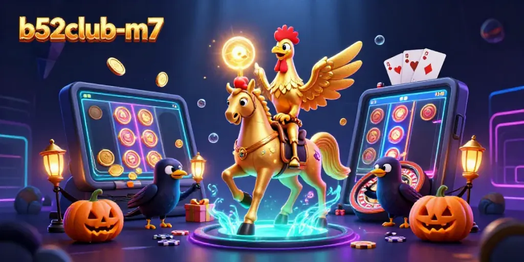 Engage with b52club-m7 through a captivating casino scene featuring dynamic characters and gaming elements.
