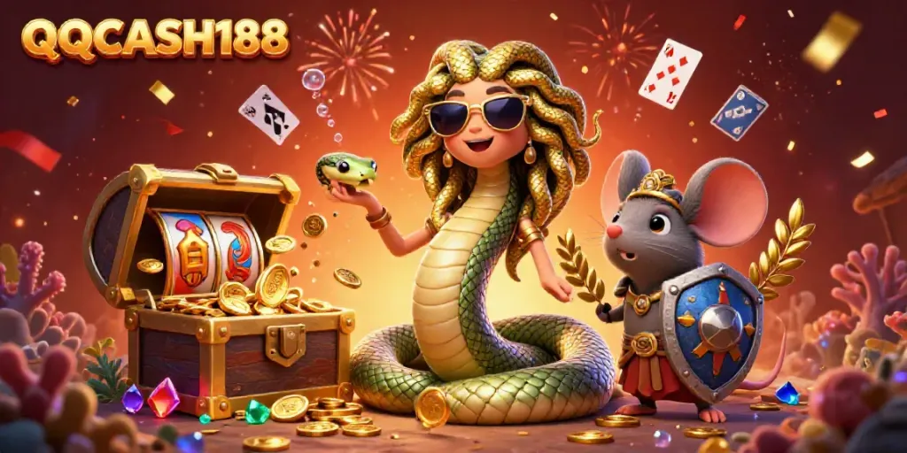 Join the excitement at QQCASH188 with vibrant slot reels and engaging casino elements!