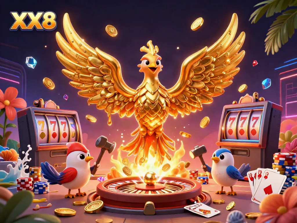 Experience the thrill of winning big at XX8 with dazzling coins, cards, and golden opportunities.