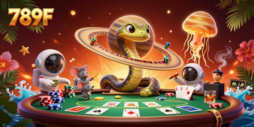 Betting on 789F's cosmic roulette while astronaut mice engage in lively wagering.