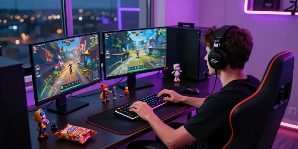 The player deeply engaged in the K177 game with vibrant visuals and modern gaming setup.