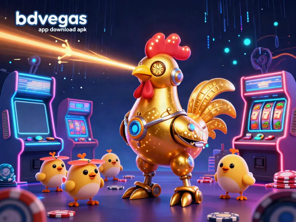 Engage with the bdvegas app download apk through this lively 3D illustration showcasing casino gaming excitement.