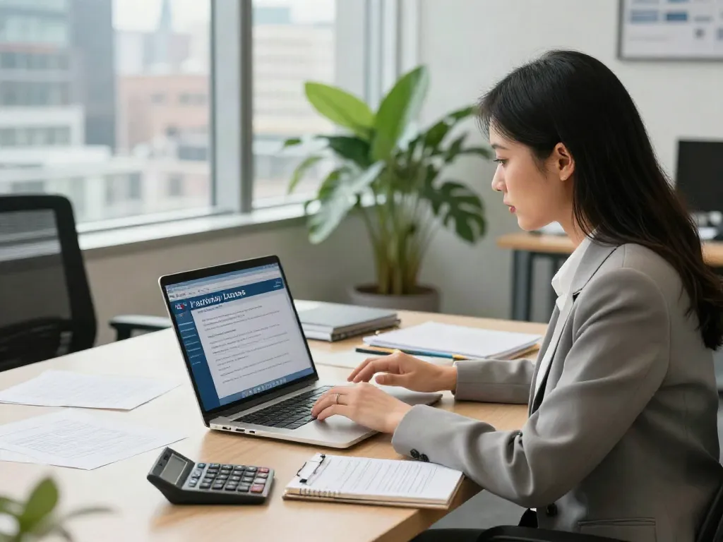 Payday Loans Canada application process in a professional office setting with warm lighting.