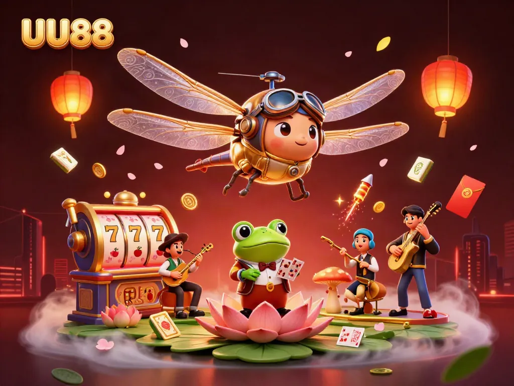 Engage with exciting gameplay at UU88 featuring a vibrant lily pad casino scene