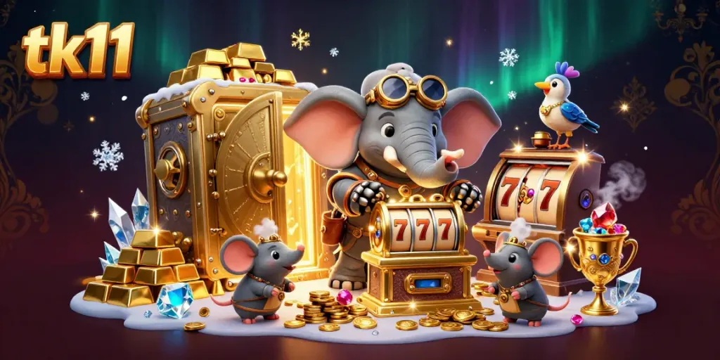 Experience thrilling tk11 gameplay with steampunk characters in a vibrant casino setting.