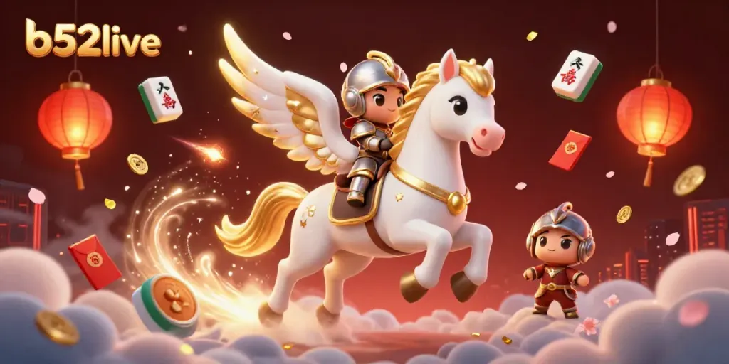 Experience thrilling gaming action with b52live in a magical casino world illustration.